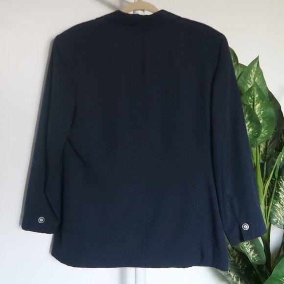 Oleg Cassini Navy Blue Single Breasted Blazer Jacket Classic Nautical Size 16 - Picture 3 of 7
